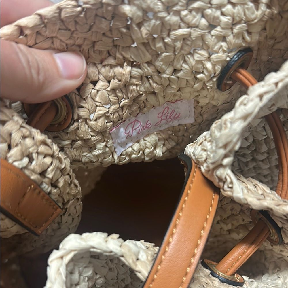Pink Lily Tan and Cream Crossbody Bag with Intricate Design - Picture 4 of 4
